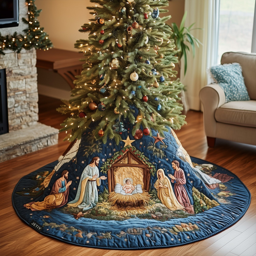 Twinkle Tapestry Quilted Tree Skirt